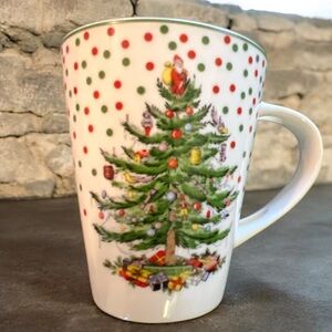 Spode Christmas Tree Polka Dot Mug Holiday Coffee Cup England